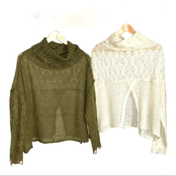 𝅺open Weave Turtleneck Sweater In Olive - Picture 4 of 13